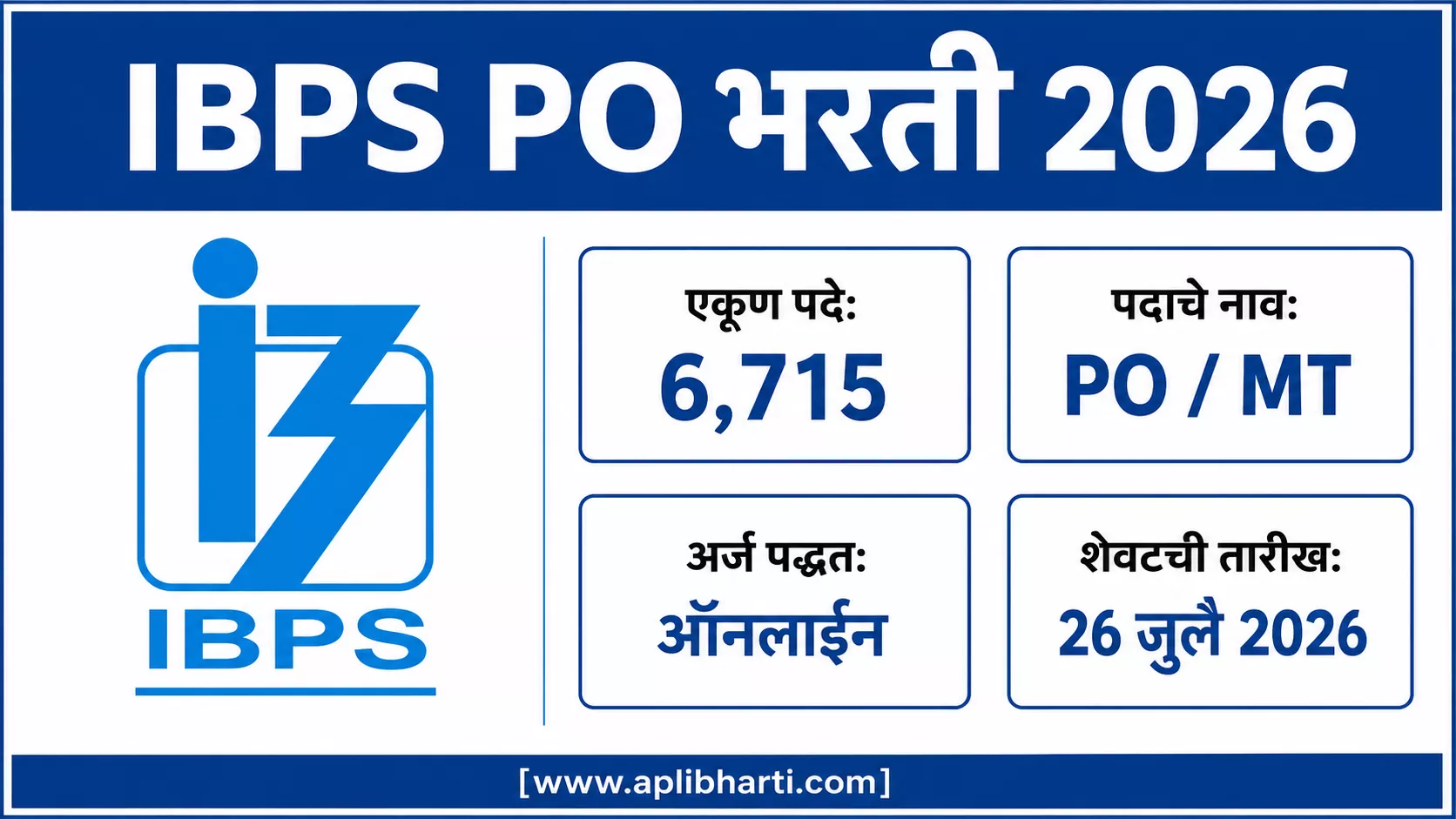 IBPS PO Bharti 2026 – 6,715 Probationary Officer (PO) आणि Management Trainee (MT) पदांची मेगाभरती