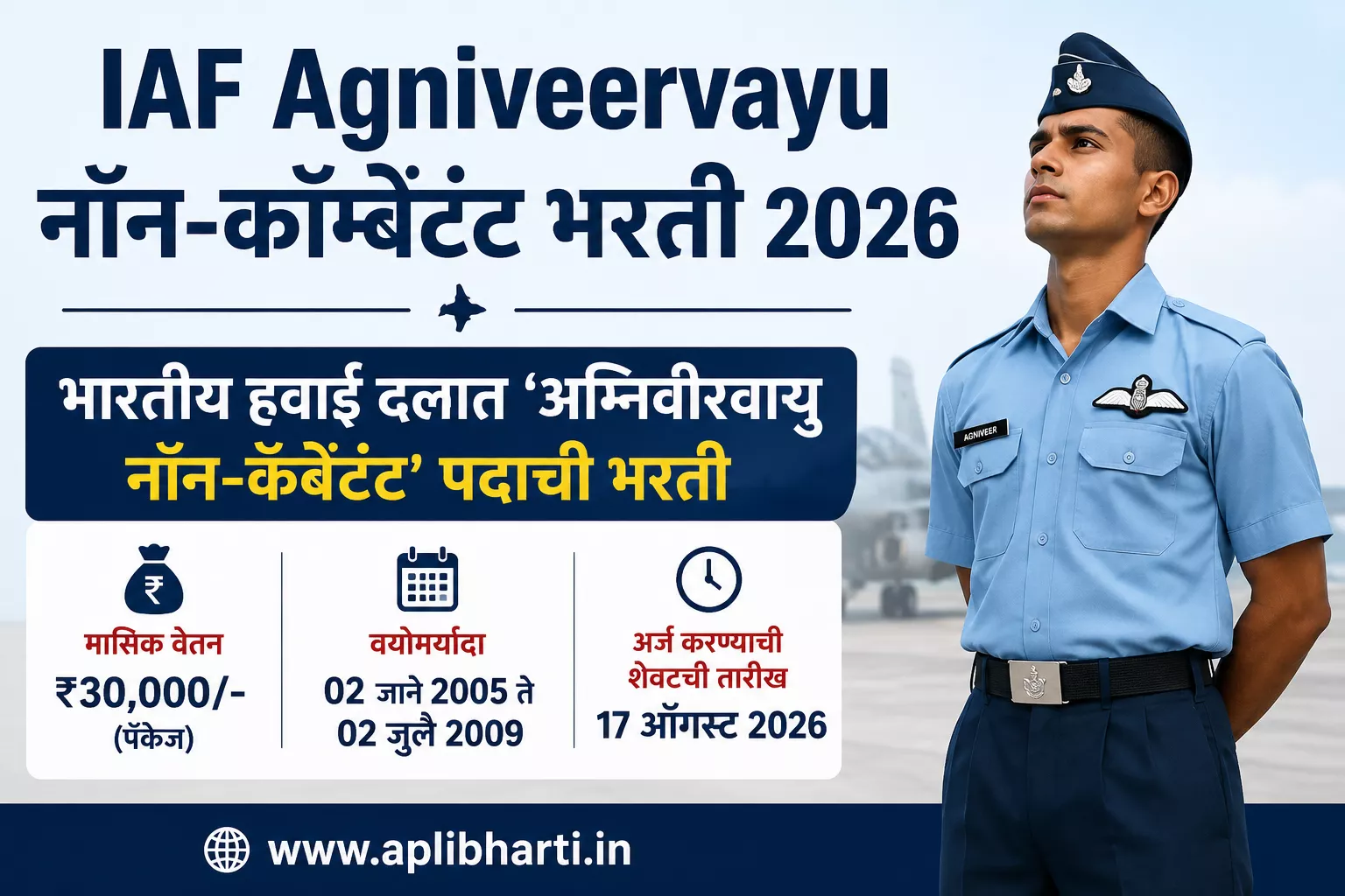 IAF Agniveervayu Non-Combatant Bharti 2026 – भारतीय हवाई दल अग्निवीरवायु नॉन-कॉम्बॅटंट भरती