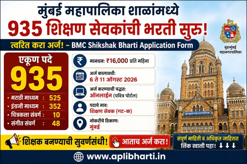 BMC Shikshak Bharti 2026 935 Shikshan Sevak Recruitment