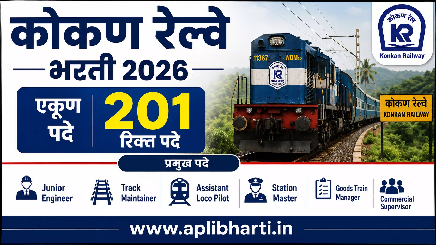 Konkan Railway Bharti 2026 – कोकण रेल्वे 201 पदांची भरती