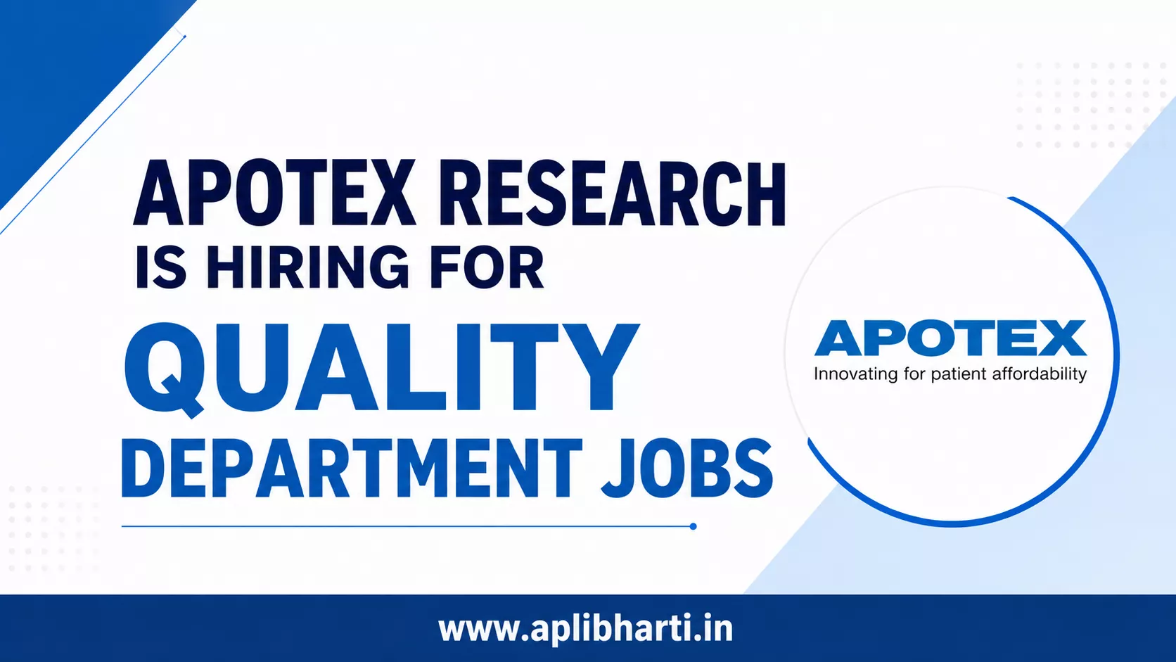 Apotex Research Quality Department Jobs 2026